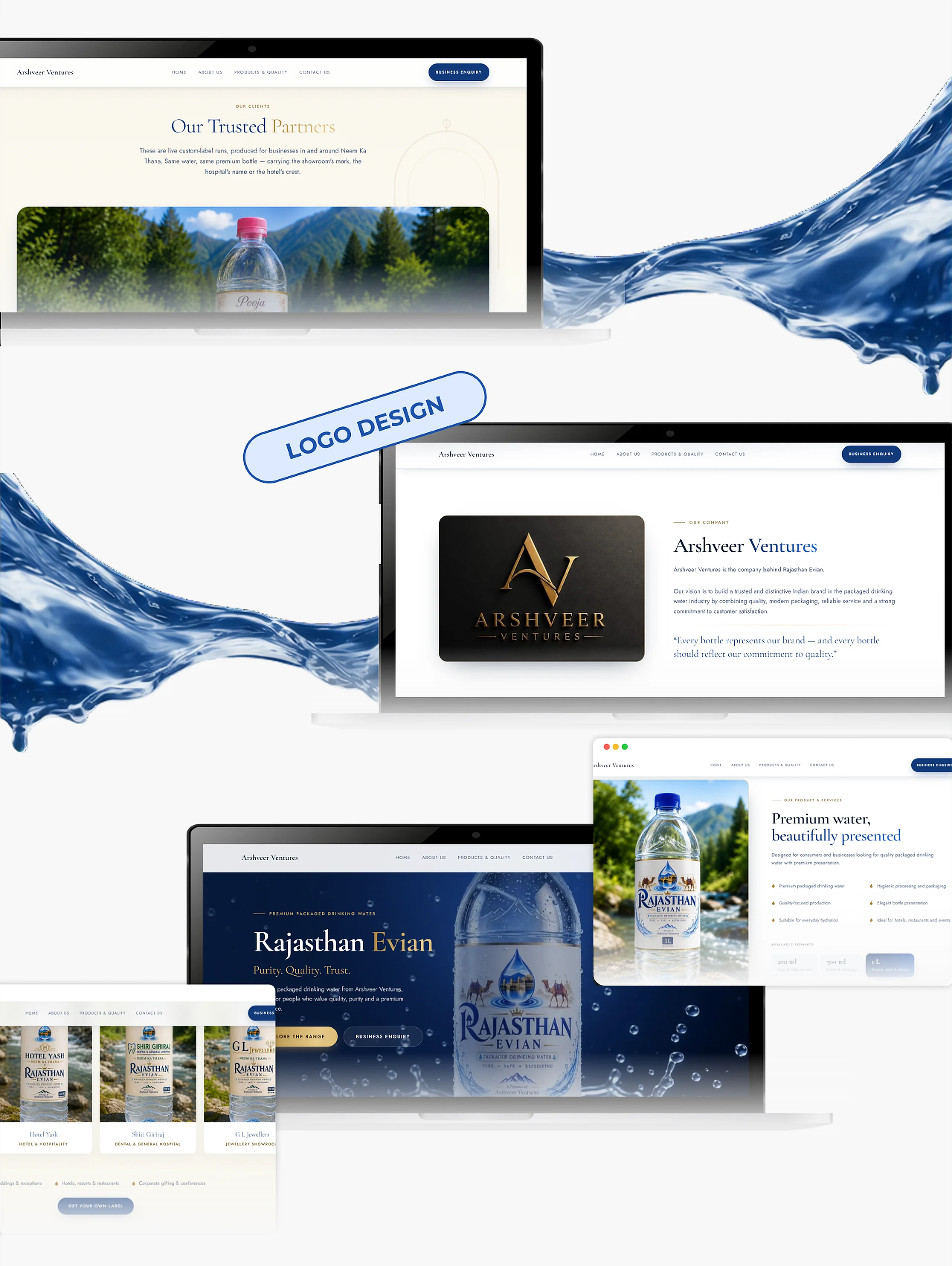 Arshveer Ventures logo design and Rajasthan Evian website pages
