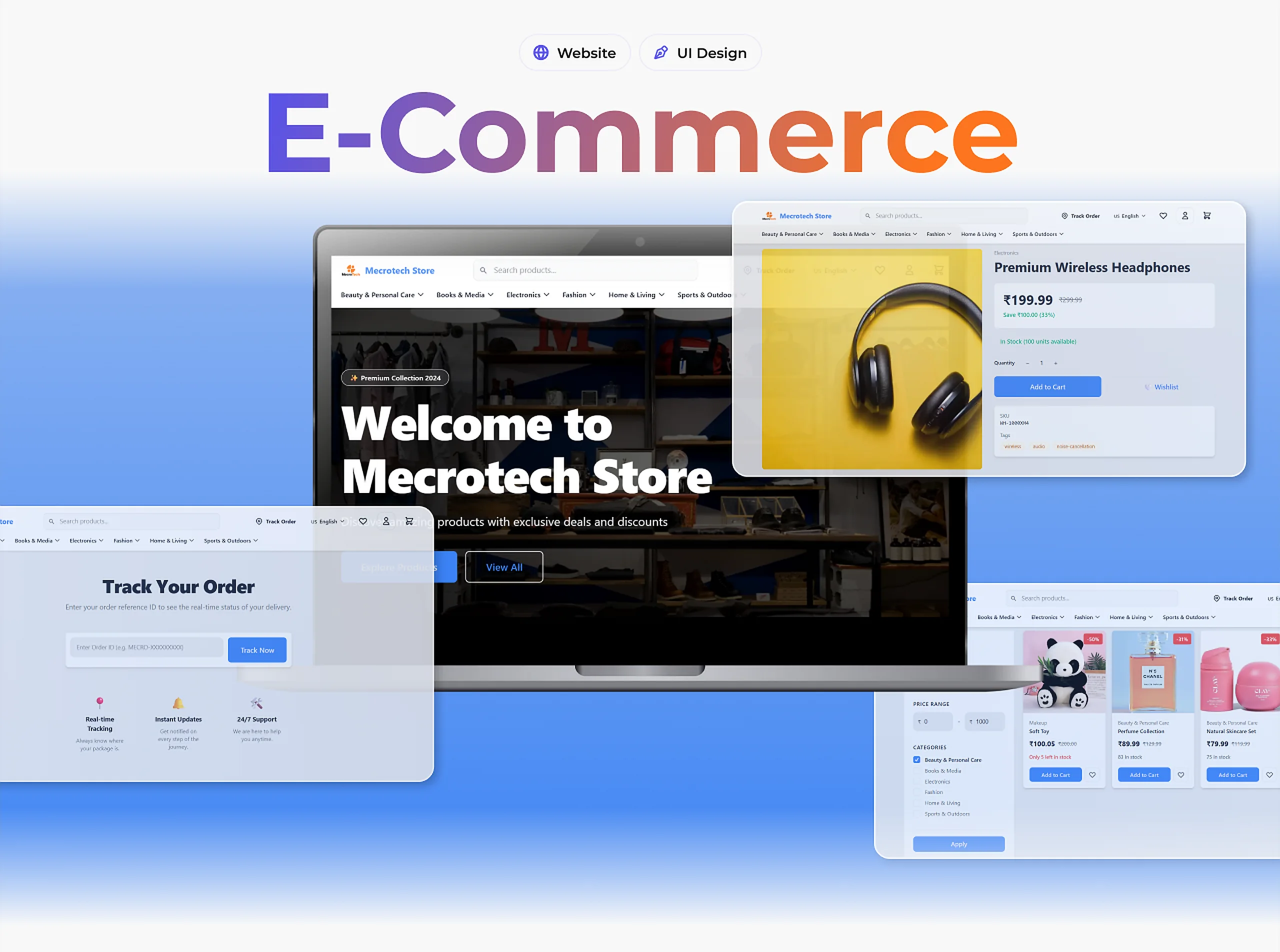 Mecrotech Store e-commerce website pages